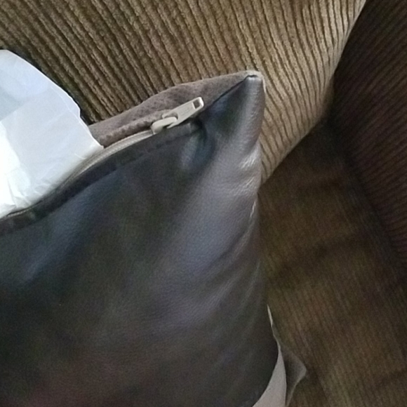 Threshold half leather/suede toss pillow - Picture 3 of 5